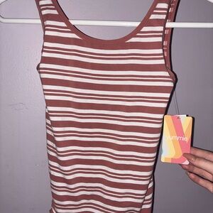 Yummie Rust & White Striped Scoop Neck Bodysuit